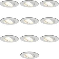 Set van 10 Pittsburg LED inbouwspots - 5 Watt 400 lumen - GU10 - 2700K warm wit - Dimbaar - Rond - Kantelbaar - Voor binnen - Wit