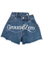 Ground Zero short en jean à logo imprimé - Bleu