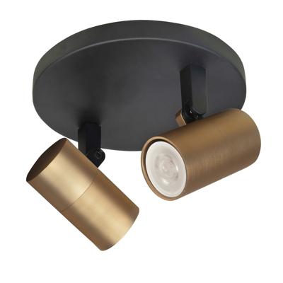 Highlight OpbouwspotPiccolo zwart met messing 2-lichts - S7441.38
