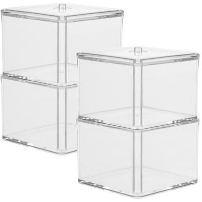Set van 2x stuks dubbele make-up organizer en watjes houder vierkant 9,5 x 17 cm van kunststof