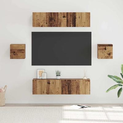 Tv-meubelset 6 pcs Oud hout Medium 30.5 x 30 x 30 cm