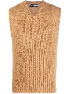 Dolce & Gabbana pull en laine vierge à col ras du cou - Marron