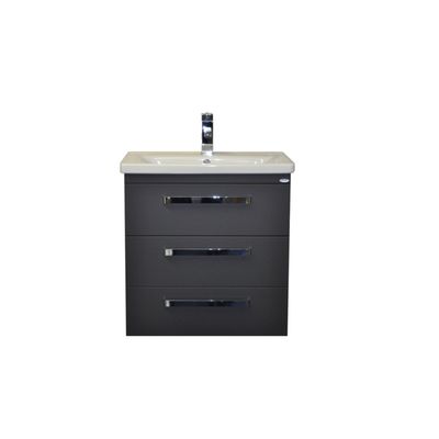 Badkamermeubelset Sanicare Q10 3 Laden 65cm Grey-Wood (spiegel optioneel)