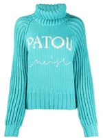 Patou pull à logo en intarsia - Bleu - thumbnail