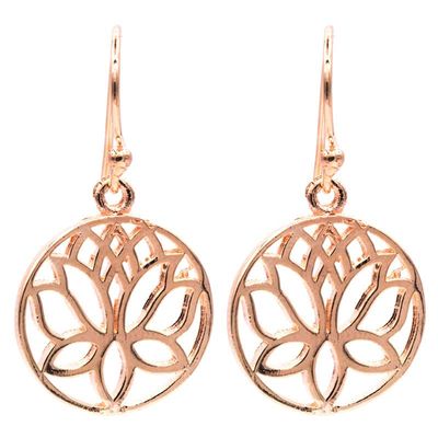 Oorbellen Lotus Messing Roze Goudkleur