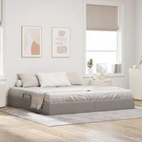 Opslag bed met matras met hoofdeinde Taupe 200 x 200 cm Stof