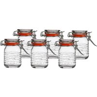 Voorraadpotje/kruidenpotje - 6x - mini - 70 ml - glas - met beugelsluiting - D5 x H8 cm