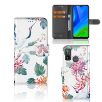 Huawei P Smart 2020 Telefoonhoesje met Pasjes Bird Flowers