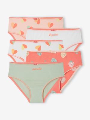 Set van 5 meisjesonderbroeken met print turquoiseblauw
