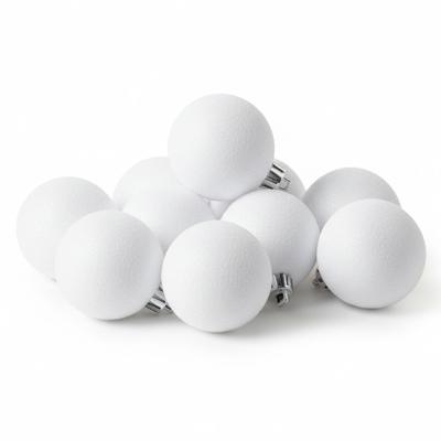 Kerstballen - 6x st - wit - glitters - D6 cm - kunststof - kerstversiering