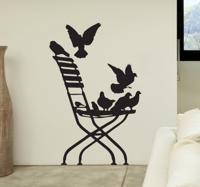 Muursticker stoel met duiven