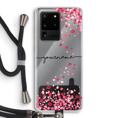 Hartjes en kusjes: Samsung Galaxy S20 Ultra Transparant Hoesje met koord