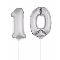 10 jaar leeftijd feestartikelen - versiering cijfers - ballonnen op stokje - van 41 cm