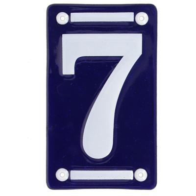 Best for Boots Huisnummer 7 - oudhollands - emaille - 7 x 12 cm - blauw/wit - nummer bordje