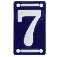 Best for Boots Huisnummer 7 - oudhollands - emaille - 7 x 12 cm - blauw/wit - nummer bordje
