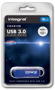 Integral 16GB USB3.0 DRIVE COURIER BLUE UP TO R-80 W-10 MBS USB flash drive USB Type-A 3.2 Gen 1 (3.1 Gen 1) Blauw, Zilver