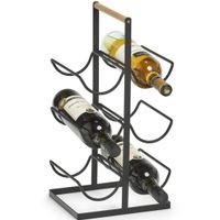1x Zwart industrieel wijnflesrek/wijnrekken staand voor 6 flessen 46 cm   -