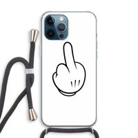 Middle finger white: iPhone 12 Pro Transparant Hoesje met koord