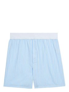 AMI Paris boxer rayé en coton à taille logo - Bleu