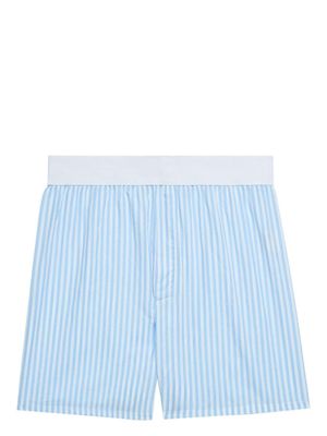 AMI Paris boxer rayé en coton à taille logo - Bleu