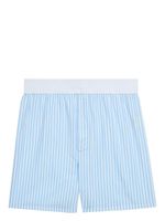 AMI Paris boxer rayé en coton à taille logo - Bleu