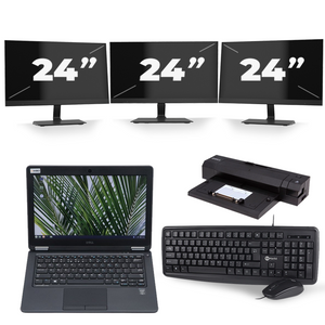 Dell Latitude E7250 - Intel Core i7-5e Generatie - 12 inch - 8GB RAM - 128GB SSD - Windows 11 + 3x 24 inch Monitor