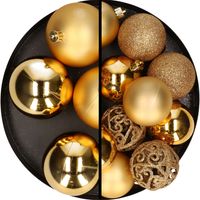 22x stuks kunststof kerstballen goud 6 en 8 cm - thumbnail