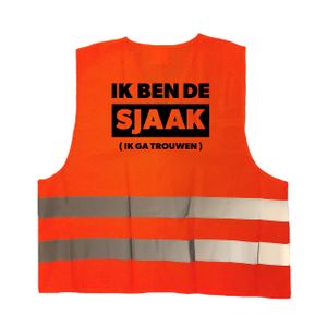 Oranje veiligheidsvest voor een vrijgezellenfeest ik ben de sjaak voor volwassenen   -