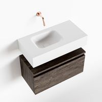 Toiletmeubel Mondiaz Andor | 60 cm | Meubelkleur Dark brown | Lex vrijhangend wastafel Talc Links | Zonder kraangat