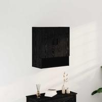 Wandkast Zwart eiken 60 x 31 x 70 cm Bewerkt hout