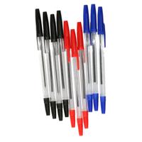 DID Balpennen - 10x stuks - blauw/rood/zwart - met dop - kantoor/school