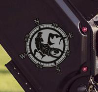 Fietsrijder kompas motorfiets stickers