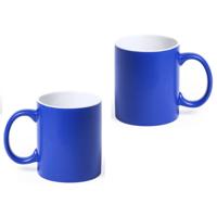 Koffiemok en Drinkbeker Allegra - 12x - blauw/wit - 350 ml - Keramiek - Mokken