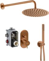 Qisani Flow inbouw regendoucheset Ø25cm copper