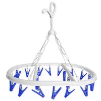 Wasgoed droogcarrousel/droogmolen - 20 clips/knijpers - wit/blauw - kunststof - 29 x 42 cm