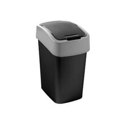 Curver flip bin 25 liter zwart/lichtgrijs