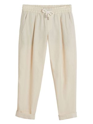 Brunello Cucinelli Kids pantalon fuselé à taille élastiquée - Tons neutres
