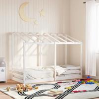 Kinderbed met bedhuis 90x190 cm massief grenenhout wit