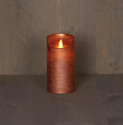 Anna&apos;s Collection LED kaars flame effect rustiek 7.5x15cm koper 1 stuks