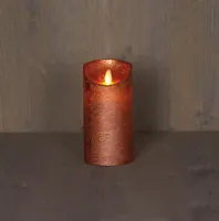 Anna&apos;s Collection LED kaars flame effect rustiek 7.5x15cm koper 1 stuks