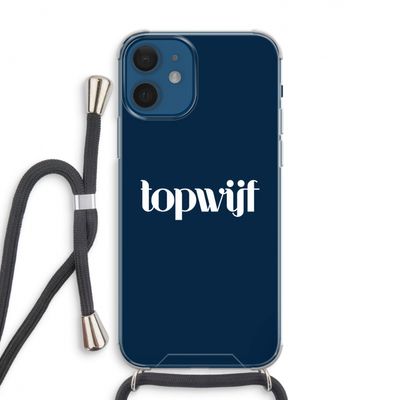 Topwijf Navy: iPhone 12 Transparant Hoesje met koord
