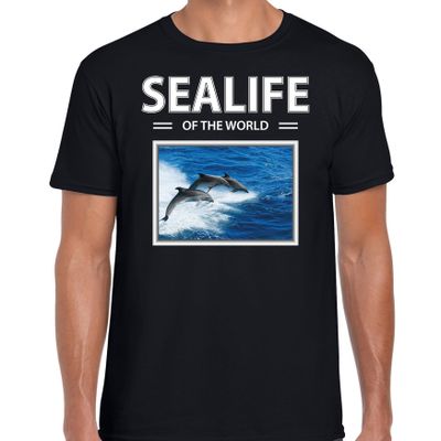 Dolfijnen t-shirt met dieren foto sealife of the world zwart voor heren