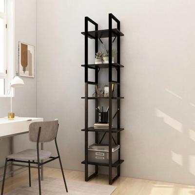 Boekenkast met 5 schappen 40x30x175 cm massief grenenhout zwart