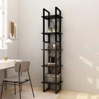 Boekenkast met 5 schappen 40x30x175 cm massief grenenhout zwart