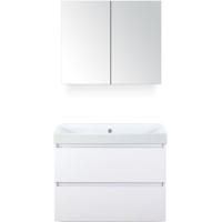 Maxx XL Badmeubelset 80 cm - Wit Hoogglans - Wastafel Just Zonder Kraangat met Spiegelkast