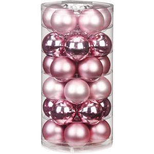 30x stuks glazen kerstballen roze 6 cm glans en mat - Kerstbal