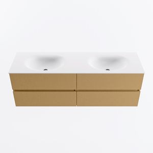 MONDIAZ VICA 150cm badmeubel onderkast Oro 4 lades. Wastafel MOON dubbel 2 kraangaten, kleur Talc.