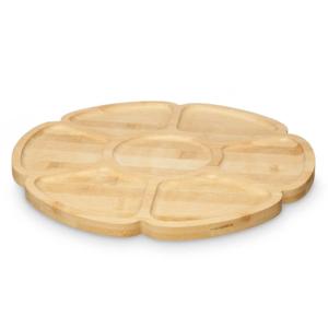 Serveerplank 7 vakken - D30 cm - bamboe hout - kaasplankje - borrelplank - tapasplank