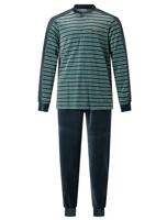 Velours Heren pyjama - V-hals - 4244 - maat XXL - XXL - Blauw - XXL - XXL