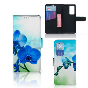 Huawei P40 Pro Hoesje Orchidee Blauw - Cadeau voor je Moeder